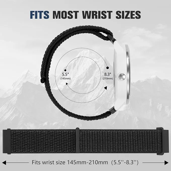 18mm 20mm 22mm Hook and Loop Watch Band Compatible with Garmin Vivoactive 5/ Vivoactive 6/ Vivoactive 3, Soft Nylon Breathable Sport Strap for Venu 2S/ Venu3S/ Forerunner 265s,Venu 3/ Venu 2 Men Women image