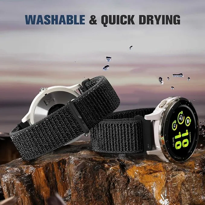 18mm 20mm 22mm Hook and Loop Watch Band Compatible with Garmin Vivoactive 5/ Vivoactive 6/ Vivoactive 3, Soft Nylon Breathable Sport Strap for Venu 2S/ Venu3S/ Forerunner 265s,Venu 3/ Venu 2 Men Women image